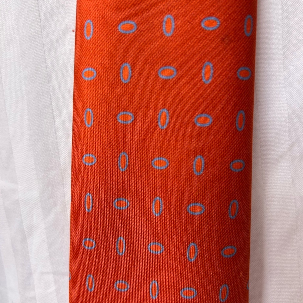 🟠 Vintage Seaward & Stearn London Silk Tie | Orange & Blue